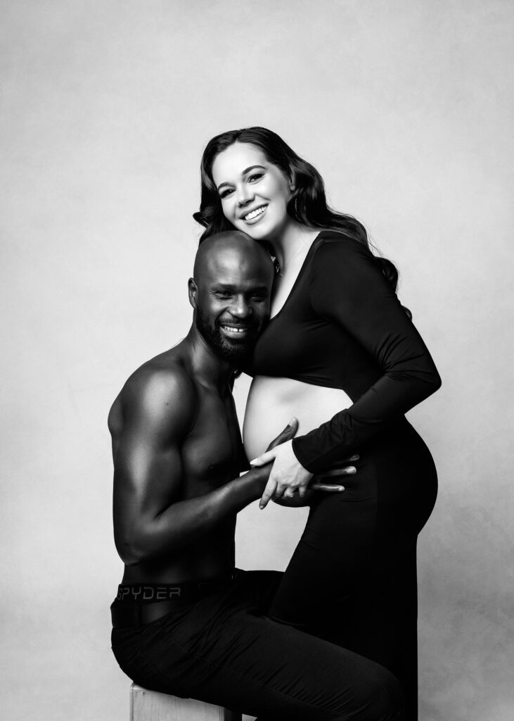 Studio maternity session with partner Winnipeg