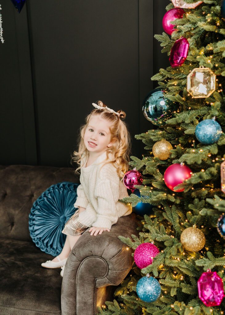 Winnipeg holiday family photography with Christmas decor