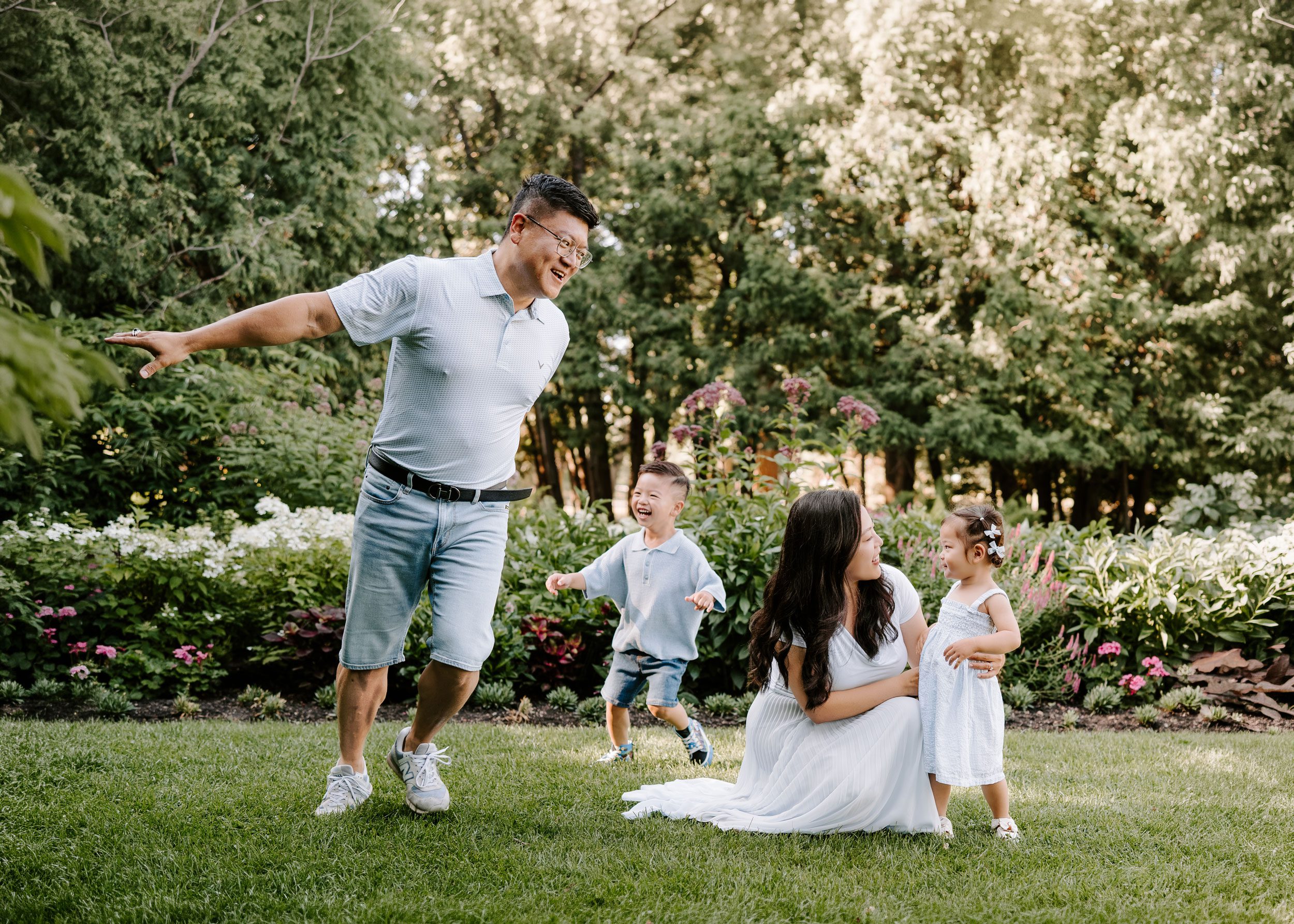 Family enjoying an outdoor photography session in Winnipeg
