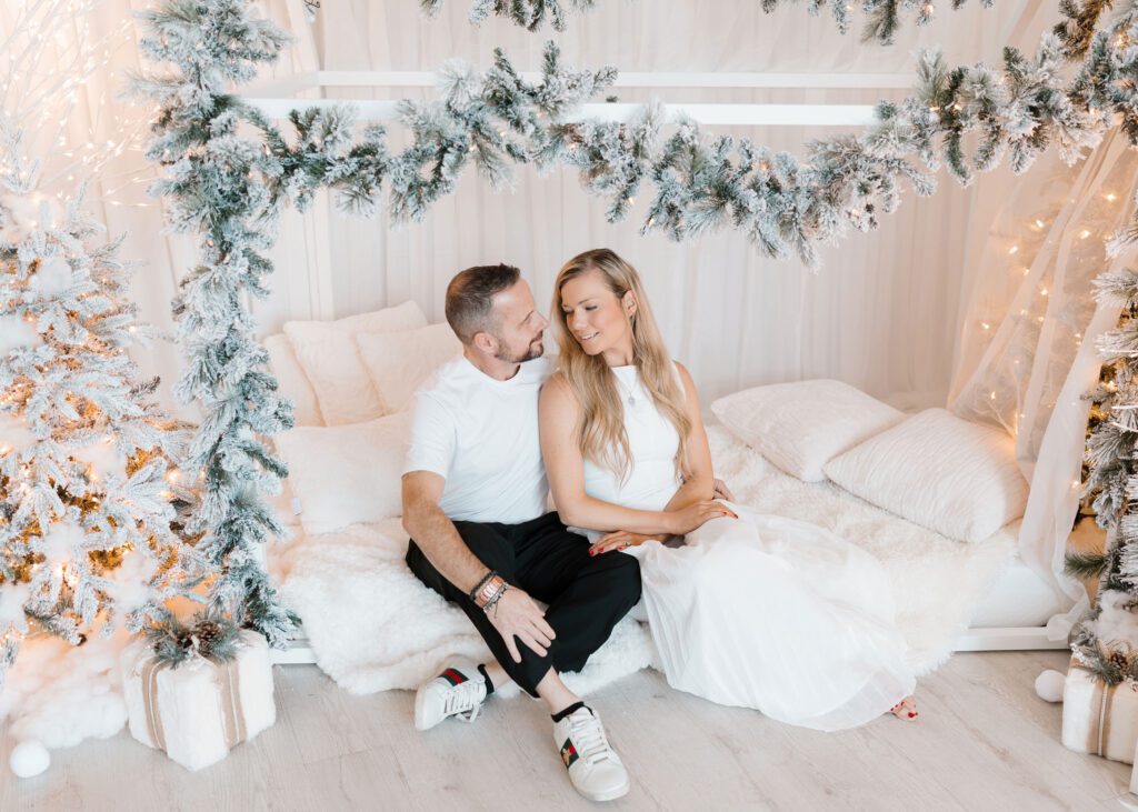 Winnipeg holiday family photography with beautiful Christmas backdrops